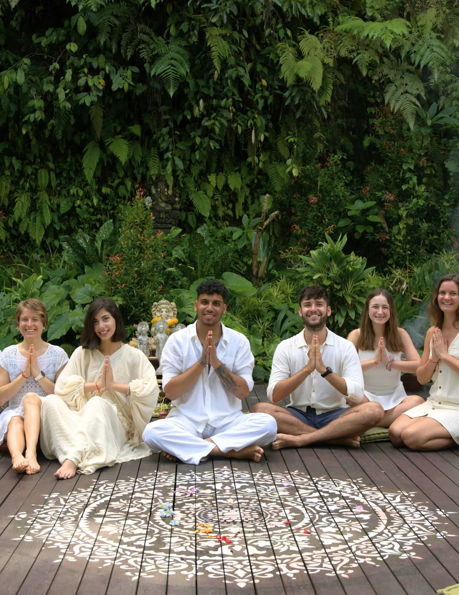 Group meditation and spiritual gathering at Retreat Inn Kerala – Ayurveda and yoga retreat in nature for mindfulness and inner peace
